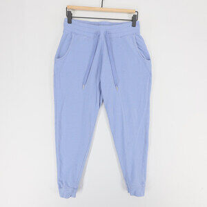 Tasc Performance Varsity Jogger Pants Womens S Blue Bamboo Fleece Drawstring